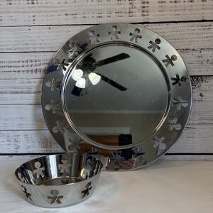 Alessi Girotondo King Kong Set x 2 Large Tray & Small Serving Bowl Basket Silver